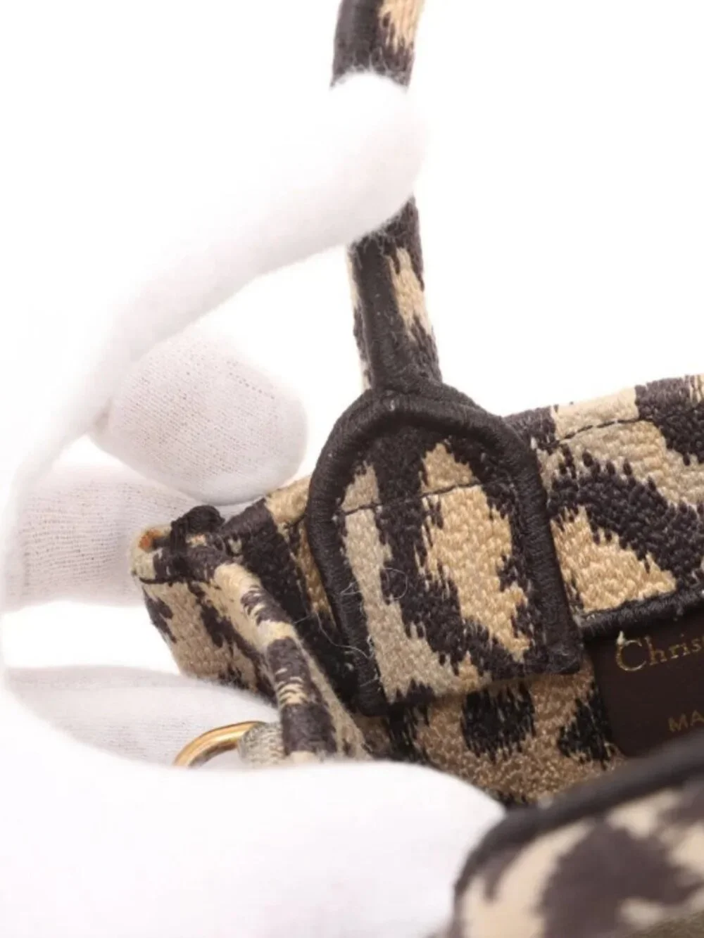 Christian Dior Leopard Vertical Book Tote Canvas Two-Way Handbag - Picture 9 of 12